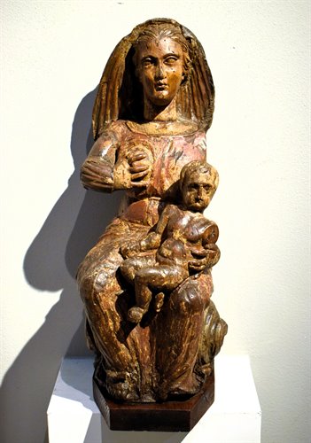 "The Virgin of the Milk"  Medieval wooden sculpture